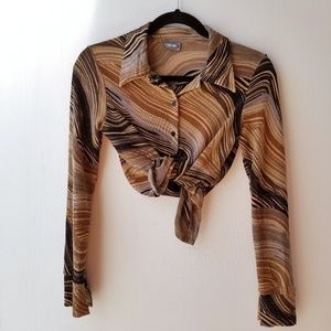 Rave Brand - Vintage Glitter Cropped Button Up